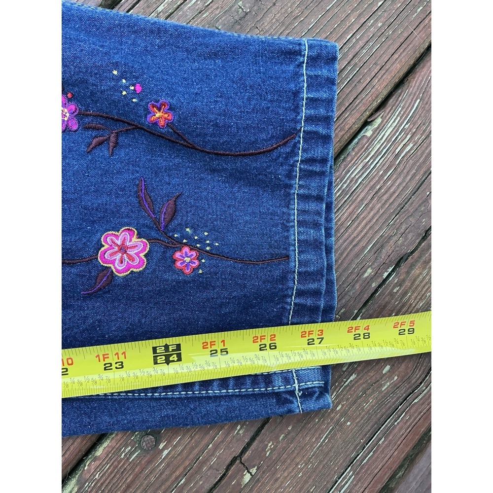 VTG‎ Girls Gap Floral Embroidered Denim Overalls Made In Hong Kong Size XL - Picture 8 of 8